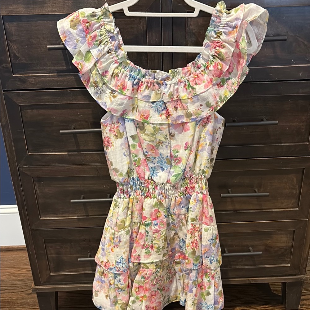 Floral Ruffle Romper for Kids - Pink & Green